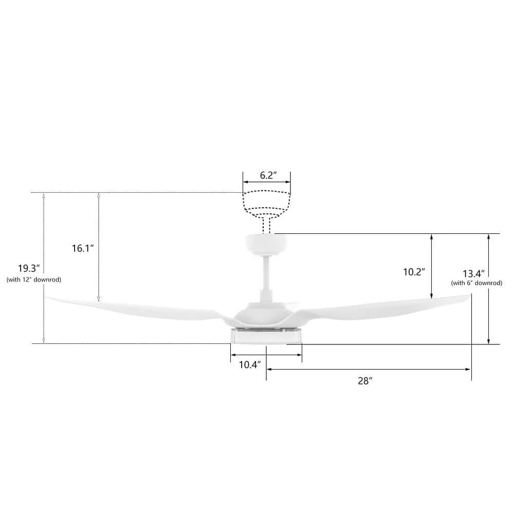 Finley 56 in. Dimmable LED Indoor/Outdoor White Smart Ceiling Fan, Light and Remote, Works with Alexa/Google Home/Siri by CARRO 6 Finley 56 in. Dimmable LED Indoor/Outdoor White Smart Ceiling Fan, Light and Remote, Works with Alexa/Google Home/Siri by CARRO - Image 4