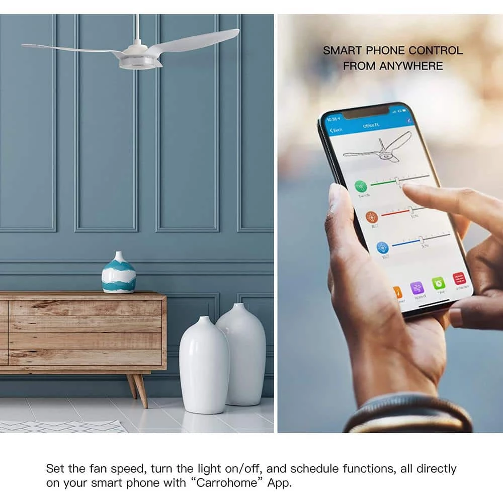 Finley 56 in. Dimmable LED Indoor/Outdoor White Smart Ceiling Fan, Light and Remote, Works with Alexa/Google Home/Siri by CARRO 4 Finley 56 in. Dimmable LED Indoor/Outdoor White Smart Ceiling Fan, Light and Remote, Works with Alexa/Google Home/Siri by CARRO - Image 2