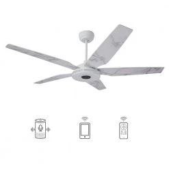 Starfish 56 in. Integrated LED Indoor/Outdoor White Smart Ceiling Fan with Light and Remote, Works w/Alexa/Google Home by CARRO
