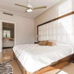 Abraxas 52 in. Integrated LED Indoor White Smart Ceiling Fan with Light Kit and Wall Control, Works w/Alexa/Google Home by CARRO -Decor Therapy Shop white carro ceiling fans with lights nwgs 523a1 l12 wl 1d 1000