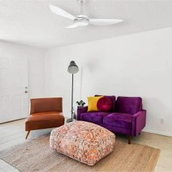 Daisy 45 in. LED Indoor/Outdoor White Smart Ceiling Fan, Dimmable Light and Remote, Works with Alexa/Google Home/Siri by CARRO -Decor Therapy Shop white carro ceiling fans with lights s453v l12 w1 1 31 1000