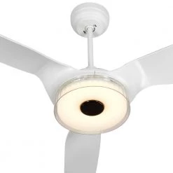 Icebreaker 52 in. Indoor/Outdoor White Smart Ceiling Fan, Dimmable LED Light and Remote, Works w/ Alexa/Google Home/Siri by CARRO -Decor Therapy Shop white carro ceiling fans with lights s523f l12 w1 1 c3 1000