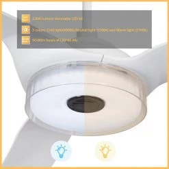 Icebreaker 52 in. Indoor/Outdoor White Smart Ceiling Fan, Dimmable LED Light and Remote, Works w/ Alexa/Google Home/Siri by CARRO -Decor Therapy Shop white carro ceiling fans with lights s523f l12 w1 1 fa 1000