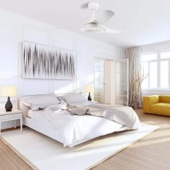 Daisy 52 in. LED Indoor/Outdoor White Smart Ceiling Fan, Dimmable Light and Remote, Works with Alexa/Google Home/Siri by CARRO -Decor Therapy Shop white carro ceiling fans with lights s523v l12 w1 1 31 1000