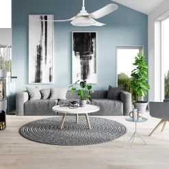 Daisy 52 in. LED Indoor/Outdoor White Smart Ceiling Fan, Dimmable Light and Remote, Works with Alexa/Google Home/Siri by CARRO -Decor Therapy Shop white carro ceiling fans with lights s523v l12 w1 1 4f 1000