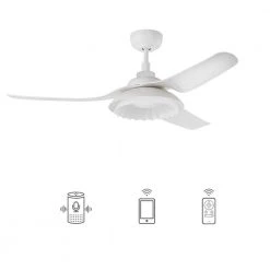 Daisy 52 in. LED Indoor/Outdoor White Smart Ceiling Fan, Dimmable Light and Remote, Works with Alexa/Google Home/Siri by CARRO