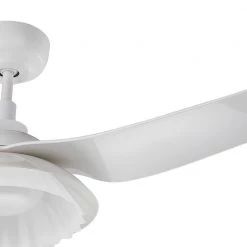 Daisy 52 in. LED Indoor/Outdoor White Smart Ceiling Fan, Dimmable Light and Remote, Works with Alexa/Google Home/Siri by CARRO -Decor Therapy Shop white carro ceiling fans with lights s523v l12 w1 1 fa 1000