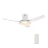 Daisy 52 in. LED Indoor/Outdoor White Smart Ceiling Fan, Dimmable Light and Remote, Works with Alexa/Google Home/Siri by CARRO -Decor Therapy Shop white carro ceiling fans with lights s523v l12 w1 1 fm 64 1000