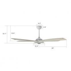 Striker 52 in. Indoor/Outdoor White Smart Ceiling Fan, Dimmable LED Light and Remote, Works with Alexa/Google Home/Siri by CARRO -Decor Therapy Shop white carro ceiling fans with lights s525h l13 w6 1 1d 1000