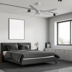 Explorer 52 in. Indoor/Outdoor White Smart Ceiling Fan, Dimmable LED Light and Remote, Works with Alexa/Google Home/Siri by CARRO -Decor Therapy Shop white carro ceiling fans with lights s525s l13 w7 1 31 1000