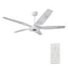 Explorer 52 in. Indoor/Outdoor White Smart Ceiling Fan, Dimmable LED Light and Remote, Works with Alexa/Google Home/Siri by CARRO -Decor Therapy Shop white carro ceiling fans with lights s525s l13 w7 1 64 1000