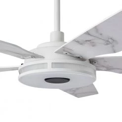 Explorer 52 in. Indoor/Outdoor White Smart Ceiling Fan, Dimmable LED Light and Remote, Works with Alexa/Google Home/Siri by CARRO -Decor Therapy Shop white carro ceiling fans with lights s525s l13 w7 1 c3 1000