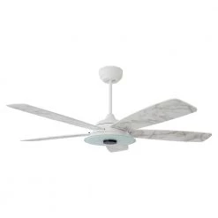 Striker 56 in. Indoor/Outdoor White Smart Ceiling Fan, Dimmable LED Light and Remote, Works with Alexa/Google Home/Siri by CARRO