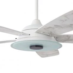 Striker 56 in. Indoor/Outdoor White Smart Ceiling Fan, Dimmable LED Light and Remote, Works with Alexa/Google Home/Siri by CARRO -Decor Therapy Shop white carro ceiling fans with lights s565h l13 w7 1 c3 1000