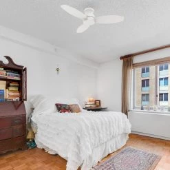 Trendsetter 48 in. Indoor White 10-Speed DC Motor Flush Mount Ceiling Fan with Remote Control by CARRO -Decor Therapy Shop white carro ceiling fans without lights hc483q n10 w1 1 fm 31 1000