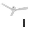 Striver 52 in. Indoor White 10-Speed DC Motor Flush Mount Ceiling Fan with Remote Control by CARRO -Decor Therapy Shop white carro ceiling fans without lights hc523p n10 w1 1 fm 64 1000