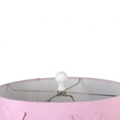 59 .5 in. Polly White Turned Column Metal Floor Lamp with Butterfly Cut Pink Shade by Decor Therapy -Decor Therapy Shop white decor therapy floor lamps pl4545 4f 1000