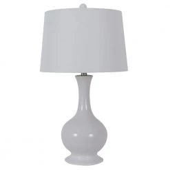 Traverse 27 in. White Fluted Table Lamp with Linen Shade by Decor Therapy