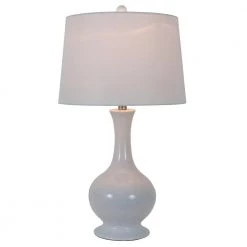 Traverse 27 in. White Fluted Table Lamp with Linen Shade by Decor Therapy -Decor Therapy Shop white decor therapy table lamps tl21313 fa 1000