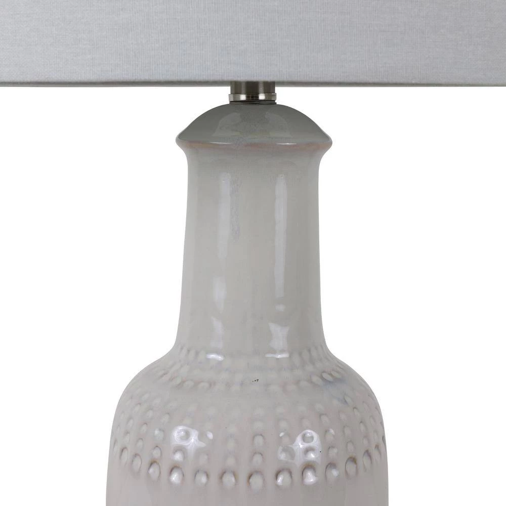 27.50 White Ceramic Table Lamp with White Shade by Decor Therapy 9 27.50 White Ceramic Table Lamp with White Shade by Decor Therapy - Image 7