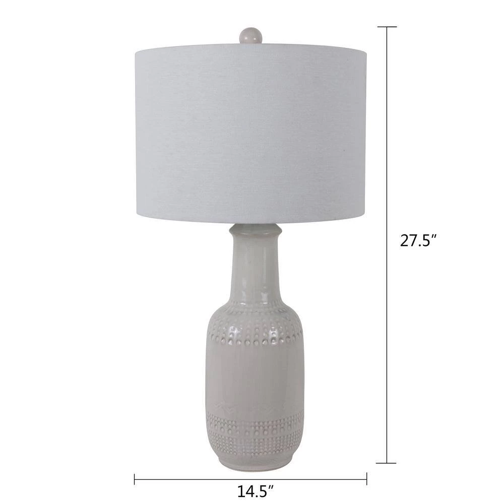 27.50 White Ceramic Table Lamp with White Shade by Decor Therapy 8 27.50 White Ceramic Table Lamp with White Shade by Decor Therapy - Image 6