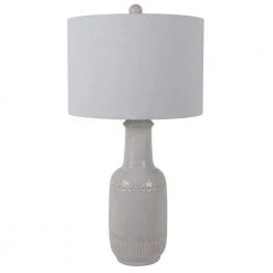 27.50 White Ceramic Table Lamp with White Shade by Decor Therapy