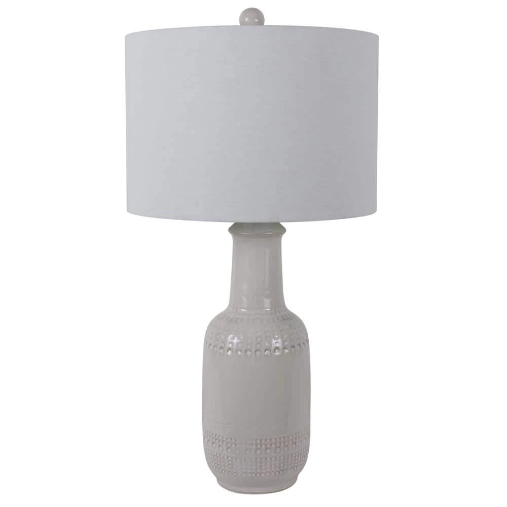 27.50 White Ceramic Table Lamp with White Shade by Decor Therapy 3 27.50 White Ceramic Table Lamp with White Shade by Decor Therapy