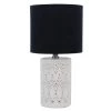 Sarah 15.5 in. White Ceramic Punched Pattern Table Lamp with Black Shade by Decor Therapy -Decor Therapy Shop white decor therapy table lamps tl23915 64 1000