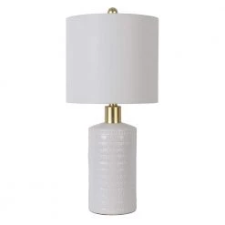 24 .5 in. Tara White Ceramic Table Lamp with Shiny Gold Neck by Decor Therapy