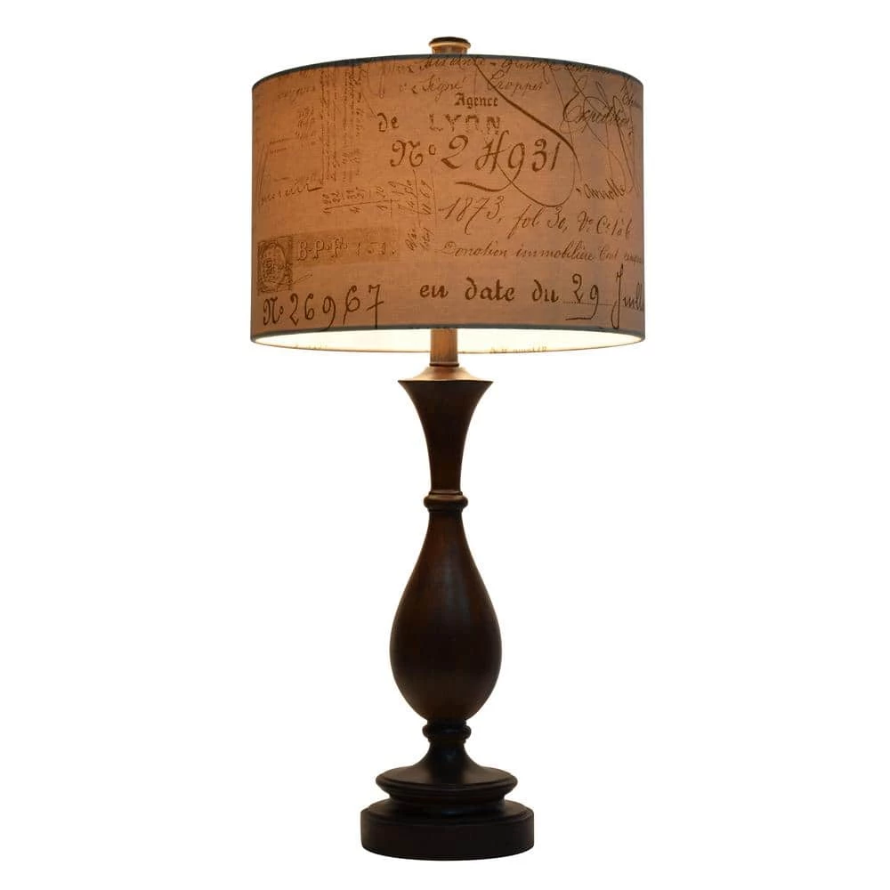Script 29.25 in Brown Table Lamp with Linen Shade by Decor Therapy 5 Script 29.25 in Brown Table Lamp with Linen Shade by Decor Therapy - Image 3