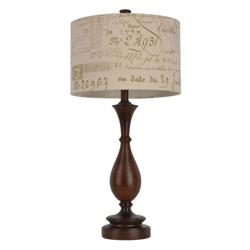 Script 29.25 in Brown Table Lamp with Linen Shade by Decor Therapy 3 Script 29.25 in Brown Table Lamp with Linen Shade by Decor Therapy