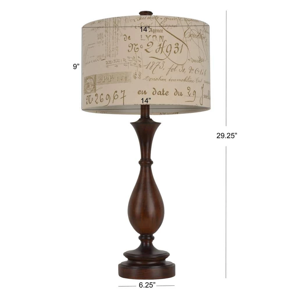 Script 29.25 in Brown Table Lamp with Linen Shade by Decor Therapy 4 Script 29.25 in Brown Table Lamp with Linen Shade by Decor Therapy - Image 2