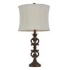 Carved 25 in. Brown Table Lamp with Fabric Shade by Decor Therapy 1 Carved 25 in. Brown Table Lamp with Fabric Shade by Decor Therapy -Decor Therapy Shop wood tone finish decor therapy table lamps tl7932 64 1000
