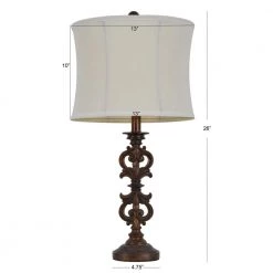 Carved 25 in. Brown Table Lamp with Fabric Shade by Decor Therapy -Decor Therapy Shop wood tone finish decor therapy table lamps tl7932 66 1000