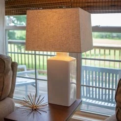 Kennedy 26.5 in. Yellow Table Lampe with Linen Shade by Decor Therapy -Decor Therapy Shop yellow decor therapy table lamps tl17299 1f 1000