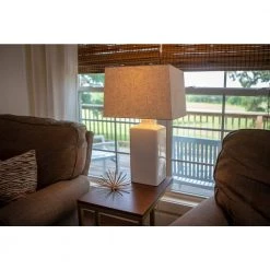 Kennedy 26.5 in. Yellow Table Lampe with Linen Shade by Decor Therapy -Decor Therapy Shop yellow decor therapy table lamps tl17299 4f 1000