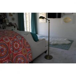 Dane Adjustable Pharmacy 71 in. Brass Floor Lamp with Metal Shade by Decor Therapy -Decor Therapy Shop zadar brass finish decor therapy floor lamps pl3895 76 1000